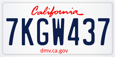 CA license plate 7KGW437