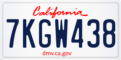 CA license plate 7KGW438