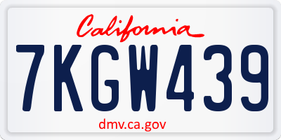 CA license plate 7KGW439