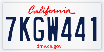 CA license plate 7KGW441