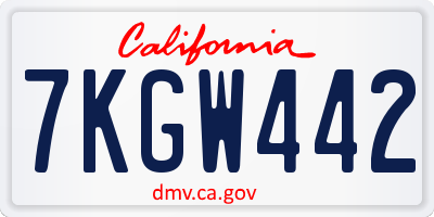 CA license plate 7KGW442