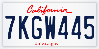 CA license plate 7KGW445