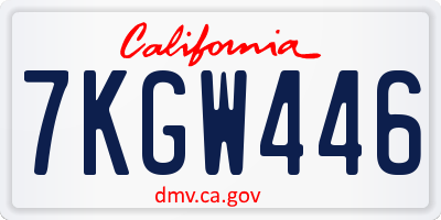CA license plate 7KGW446
