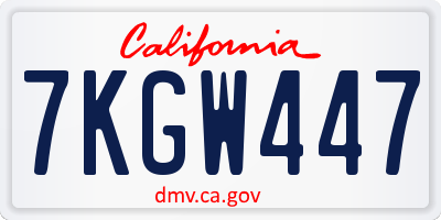 CA license plate 7KGW447