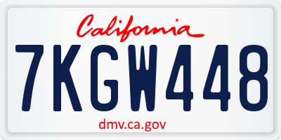 CA license plate 7KGW448