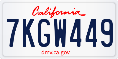 CA license plate 7KGW449