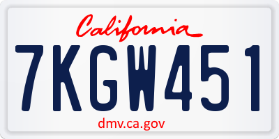 CA license plate 7KGW451