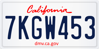 CA license plate 7KGW453