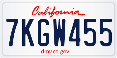 CA license plate 7KGW455