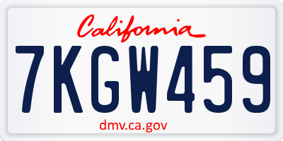 CA license plate 7KGW459