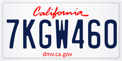 CA license plate 7KGW460