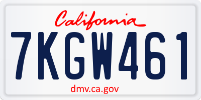 CA license plate 7KGW461