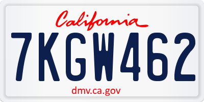 CA license plate 7KGW462