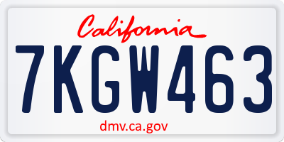 CA license plate 7KGW463