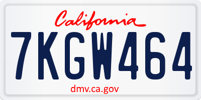 CA license plate 7KGW464