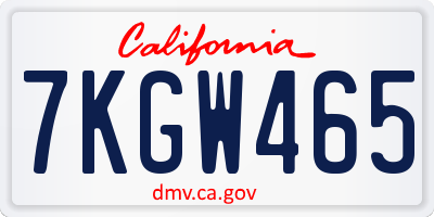 CA license plate 7KGW465