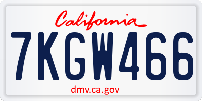 CA license plate 7KGW466