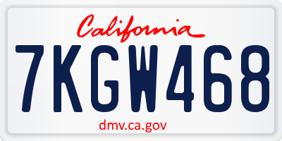 CA license plate 7KGW468