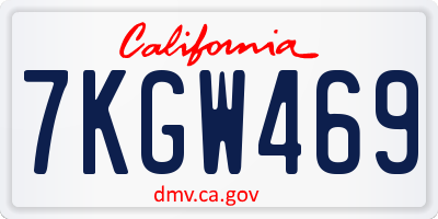 CA license plate 7KGW469
