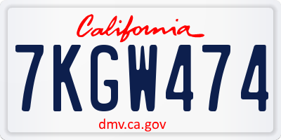 CA license plate 7KGW474