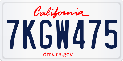 CA license plate 7KGW475