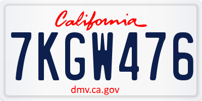 CA license plate 7KGW476