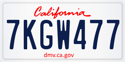CA license plate 7KGW477