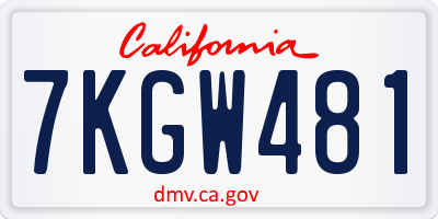 CA license plate 7KGW481