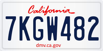 CA license plate 7KGW482