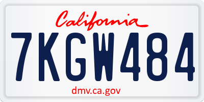 CA license plate 7KGW484
