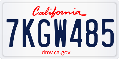 CA license plate 7KGW485
