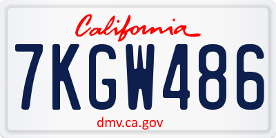 CA license plate 7KGW486