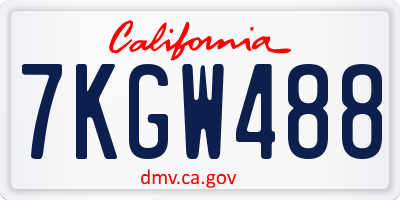 CA license plate 7KGW488
