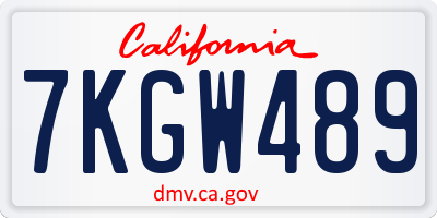 CA license plate 7KGW489