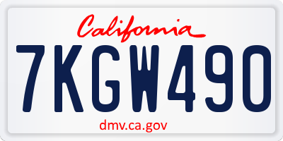 CA license plate 7KGW490