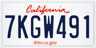 CA license plate 7KGW491