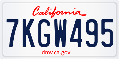 CA license plate 7KGW495