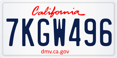 CA license plate 7KGW496