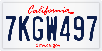 CA license plate 7KGW497