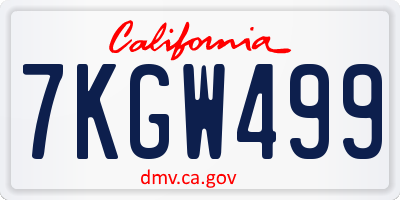 CA license plate 7KGW499