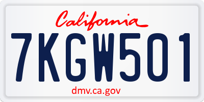 CA license plate 7KGW501