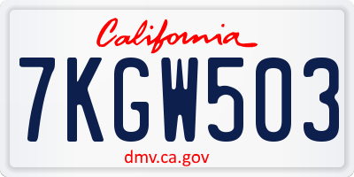 CA license plate 7KGW503