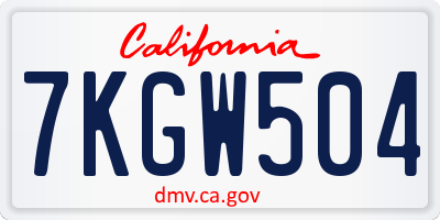 CA license plate 7KGW504