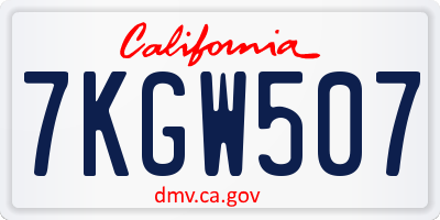 CA license plate 7KGW507