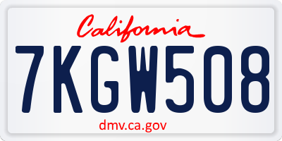 CA license plate 7KGW508