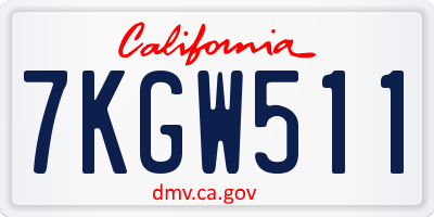 CA license plate 7KGW511
