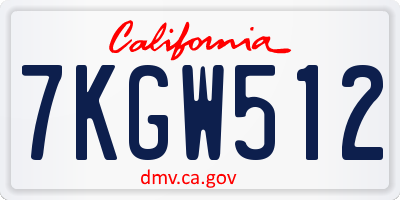 CA license plate 7KGW512