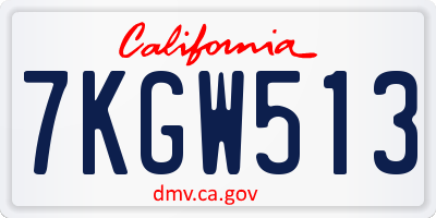 CA license plate 7KGW513