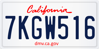 CA license plate 7KGW516