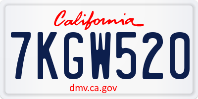 CA license plate 7KGW520